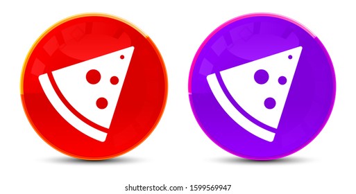 Pizza slice icon isolated on glossy round buttons illustration