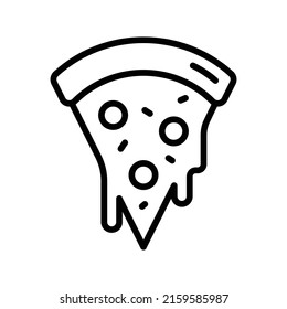 Pizza Slice Icon. Line Art Style Design Isolated On White Background