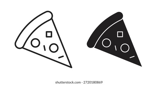 Pizza slice icon in line design. Simple icon vector