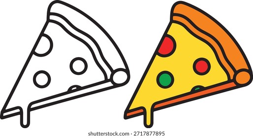 Pizza-Slice-Symbol-Logo, Vektorsymbol-Zeichen in sauberer Linie Art-Stil für Speisen Restaurant Menü und kulinarisches Design	