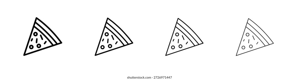 Ícone de fatia Pizza em estilo moderno de linha de traçado. Vetor 10 eps