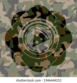 pizza slice icon on camo pattern