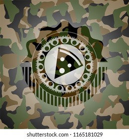 pizza slice icon on camouflage pattern