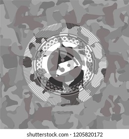 pizza slice icon on grey camouflage texture