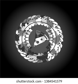 pizza slice icon on grey camo texture