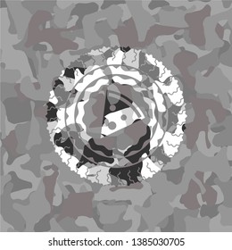 pizza slice icon on grey camouflage pattern