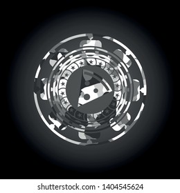 pizza slice icon on grey camouflage texture