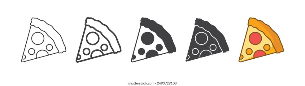 Pizza Slice Symbol Umriss Schwarz Flache Farbe Isolierter Hintergrund