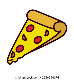 pizza slice icon over white background, line and fill style, vector illustration