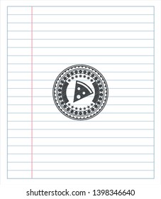 pizza slice icon pencil strokes emblem. Vector Illustration. Detailed.