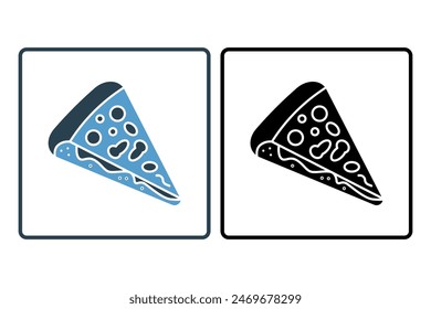 Pizza slice icon. icon related to fast food. suitable for web site, app, user interfaces, printable etc. solid icon style. simple vector design editable