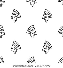 Pizza Slice Icon Seamless Pattern, Fast Food Icon Vector Art Illustration