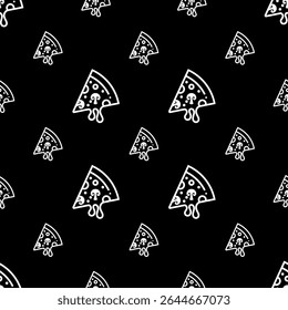 Pizza Slice Icon Seamless Pattern, Fast Food Icon Vector Art Illustration