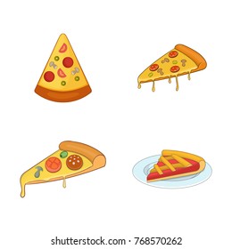 Pizza slice icon set. Cartoon set of pizza slice vector icons for your web design isolated on white background