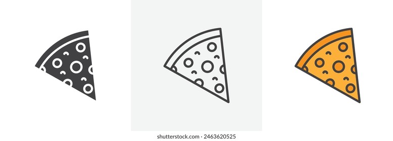 Pizza slice icon set. Icons for Italian cheese pizza and pepperoni slices.