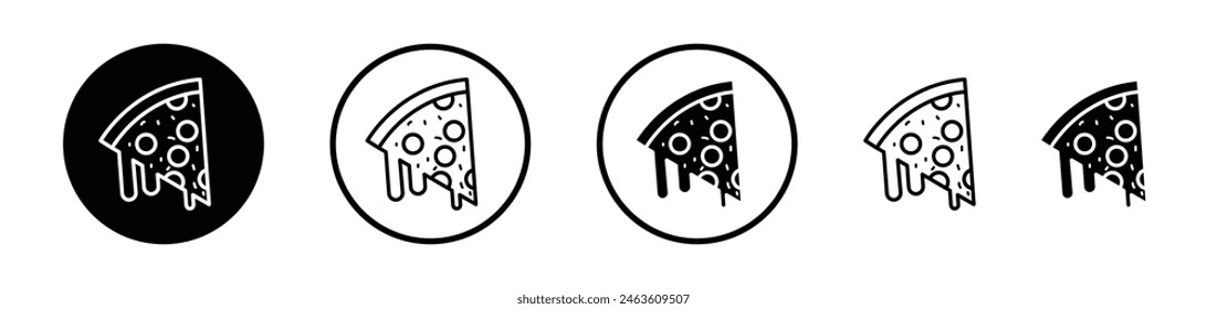 Pizza slice icon set. Italian cheese pizza and pepperoni slice vector symbols.