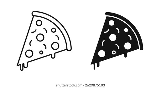 Pizza slice icon set on white background