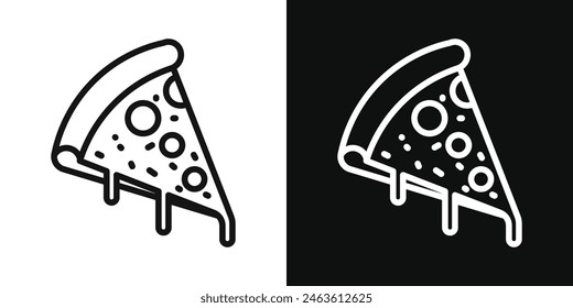 Pizza slice icon set. Symbols of Italian cheese pizza and pepperoni slices.