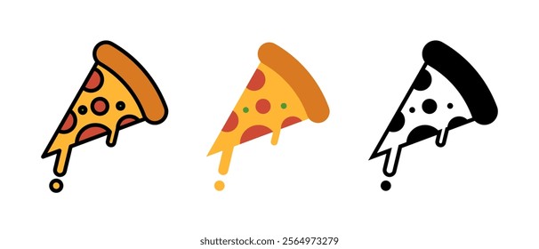 Pizza Slice Icon Set. Vector.