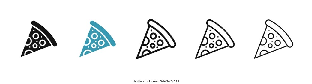 Pizza slice icon suite. Iconic cheese and mushroom pizza slice for UI designs.