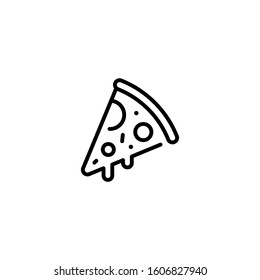 Pizza Slice Icon Template. Vector Street Food Symbol Illustration. Line Pizzeria Logo Background. Modern Concept For Italian Restaurant, Cafe, Delivery