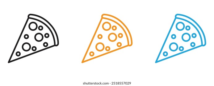 Pizza slice icon Thin line illustration set