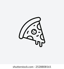 Pizza slice icon in tree different line stroke sizes.