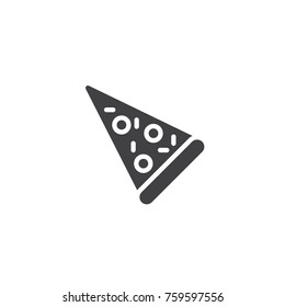 Pizza slice icon vector, filled flat sign, solid pictogram isolated on white. Fast food symbol, logo illustration