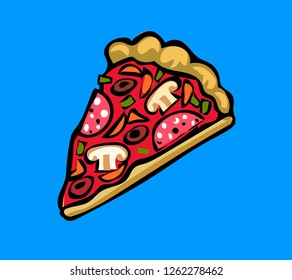 Pizza slice icon. Vector illustration