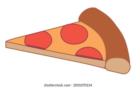 Pizza slice Icon Vector Illustration. Graphic, simple, comic, doodle, cartoon.