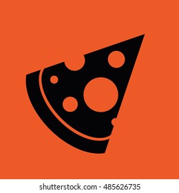 Pizza slice icon vector illustration. Orange background