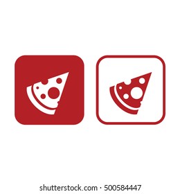 Pizza slice icon vector illustration. Red and white