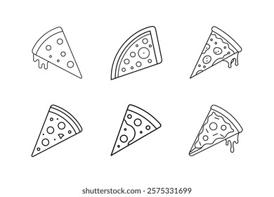 pizza slice icon vector line art illustration
