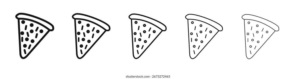 Pizza slice icon vector outline set illustration sign
