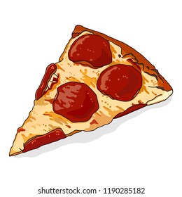 Pizza slice icon. Vector realistic pizza slice icon illustration. Vector graphic illustration, isolated on white background. 