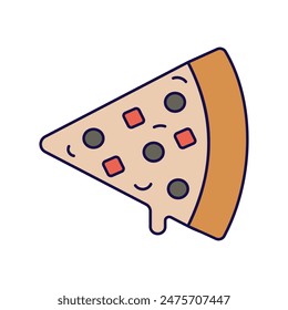 pizza slice icon with white background vector stock illustration