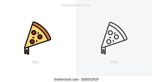 Pizza slice icon for your website, logo, app, UI, product print. Pizza concept flat Silhouette vector illustration icon. Editable stroke icons set