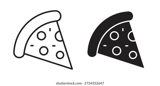 Iconos de rebanada de pizza de color negro en varios estilos