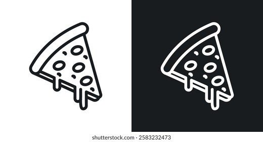 Pizza slice icons in black and white liner strokes for web design.