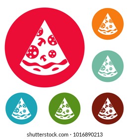 Pizza slice icons circle set vector isolated on white background