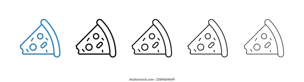 Pizza slice icons in five different stroke sizes