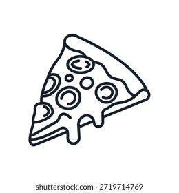 Diseño minimalista del estilo plano, Ilustración vectorial de la rebanada de la pizza en el fondo blanco