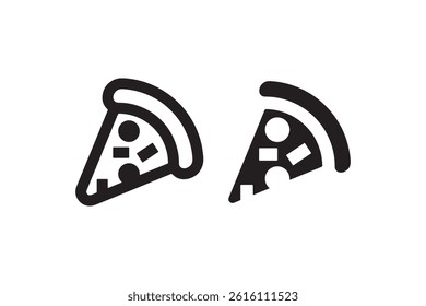 Pizza slice icons in outline and solid black Vector