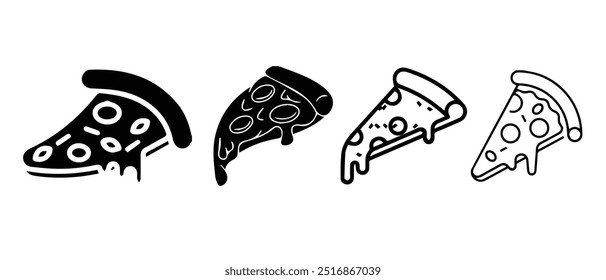 Pizza Slice Icons Pack Vector