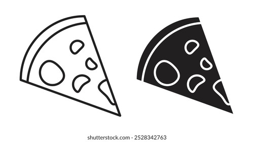 Pizza slice icons. Vector set in filled and line style.