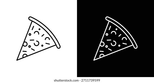 Pizza slice icons vector symbol with editable stroke lines for web designs