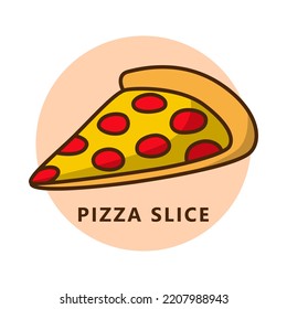 Pizza slice illustration cartoon. food and drink logo. Junk food icon