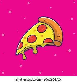 Pizza. Pizza slice illustration. Pizza slice cartoonish vector design. Pizza logo or icon. Hand drown art. 