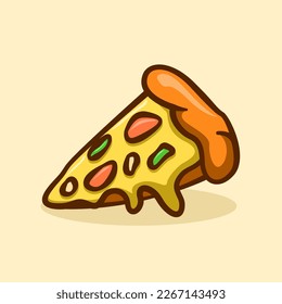 pizza slice illustration concept in cartoon style