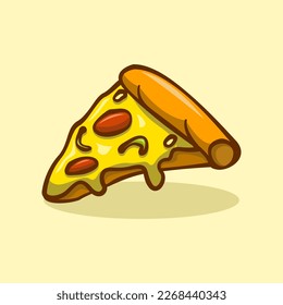 pizza slice illustration concept in cartoon style